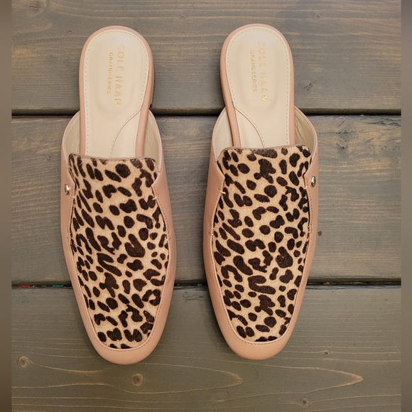 Cole Haan real fur leopard print mule slide size 7 - Picture 3 of 7
